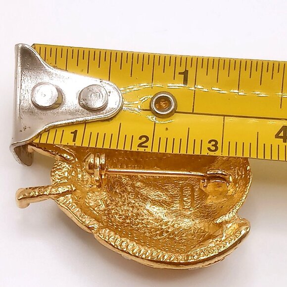 Roman Ladybug Brooch Gold Tone Black Red Enamel White Rhinestone Lapel Pin VTG - Picture 10 of 11